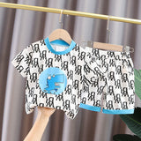 Kid's Athletic Tracksuit Boys Summer Suit Children's Short Sleeve Two-Piece Set