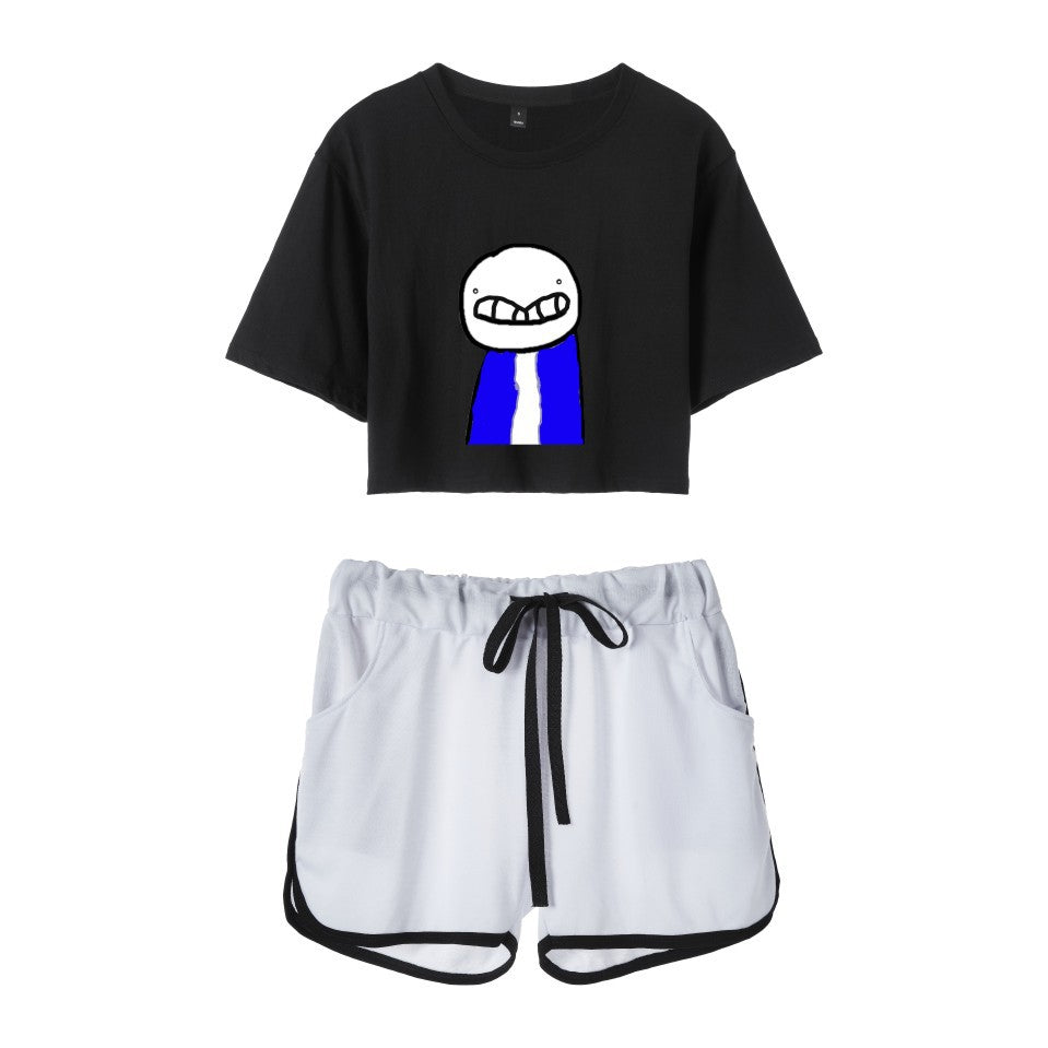 Dreamwastaken Men's Novelty Hoodies Dream Merch Shirt Printed Casual Fashion Loose Exposed Navel Suit