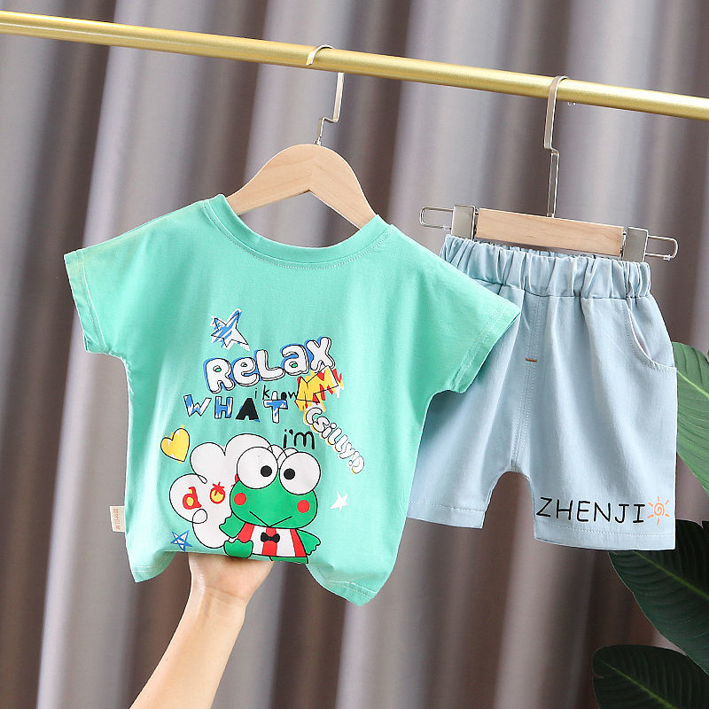 Kid's Athletic Tracksuit Boys Summer Suit Children's Short Sleeve Two-Piece Set