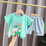 Kid's Athletic Tracksuit Boys Summer Suit Children's Short Sleeve Two-Piece Set