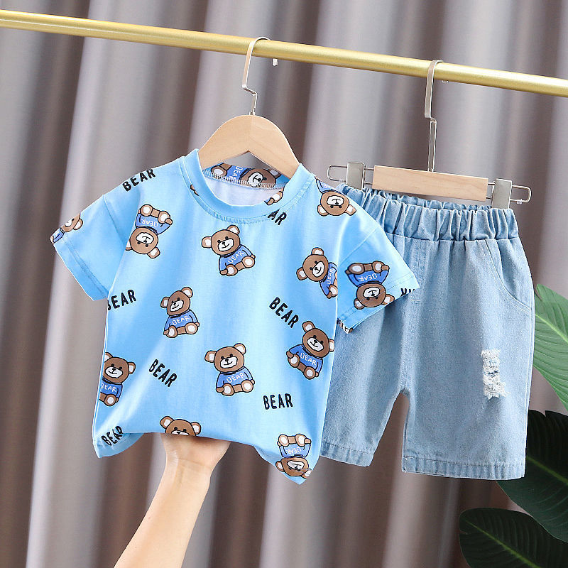Kid's Athletic Tracksuit Boys Summer Suit Children's Short Sleeve Two-Piece Set