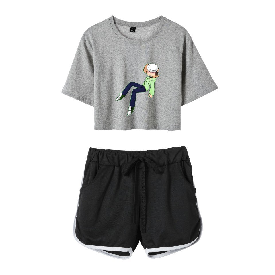 Dreamwastaken Men's Novelty Hoodies Dream Merch Shirt Printed Casual Fashion Loose Exposed Navel Suit