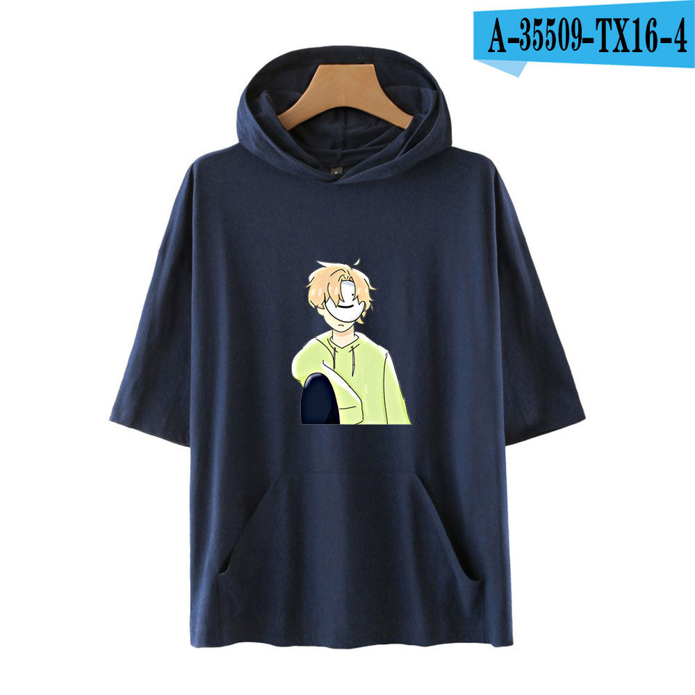 Dreamwastaken Novelty Hoodies Dream Merch Shirt Loose Print Fashion Loose Hooded T-shirt Short Sleeve Top
