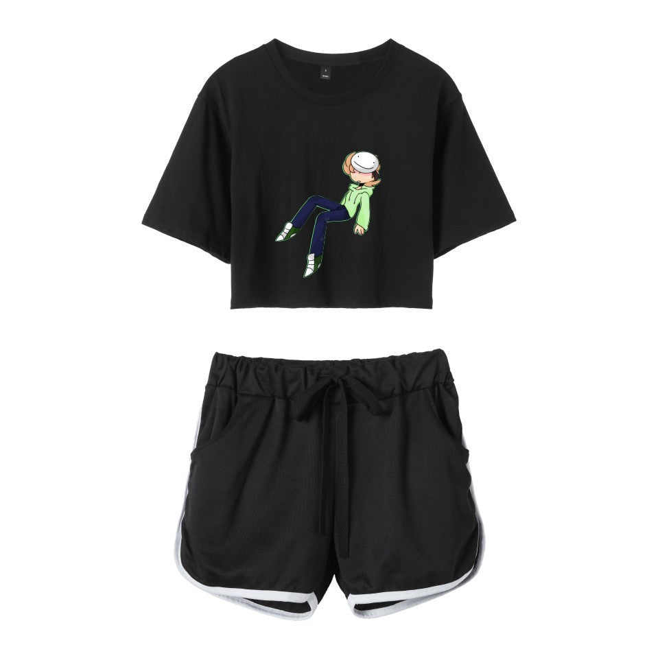 Dreamwastaken Men's Novelty Hoodies Dream Merch Shirt Printed Casual Fashion Loose Exposed Navel Suit