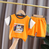 Kid's Athletic Tracksuit Boys Summer Suit Children's Short Sleeve Two-Piece Set