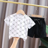Kid's Athletic Tracksuit Boys Summer Suit Children's Short Sleeve Two-Piece Set