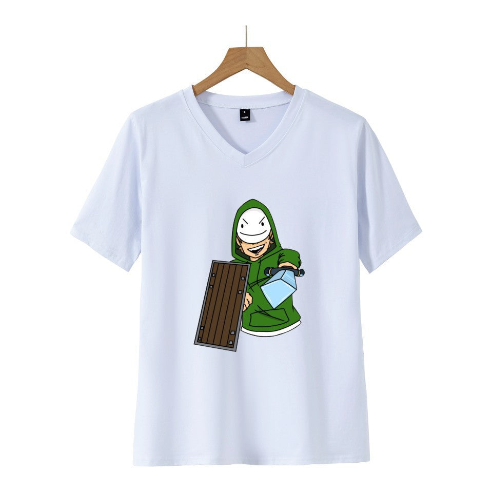 Dreamwastaken Novelty Hoodies Dream Merch Shirt 2D Printing Fashion V-neck Short Sleeved T-shirt ''Summer