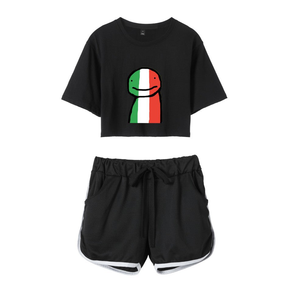 Dreamwastaken Men's Novelty Hoodies Dream Merch Shirt Printed Casual Fashion Loose Exposed Navel Suit