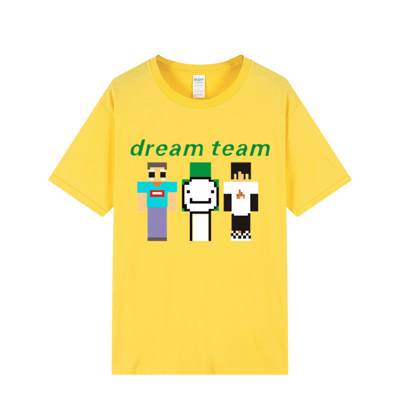 Dreamwastaken Novelty Hoodies Dream Merch Shirt 2D Printed Short Sleeve Round Neck Loose T-shirt