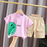Kid's Athletic Tracksuit Boys Summer Suit Children's Short Sleeve Two-Piece Set