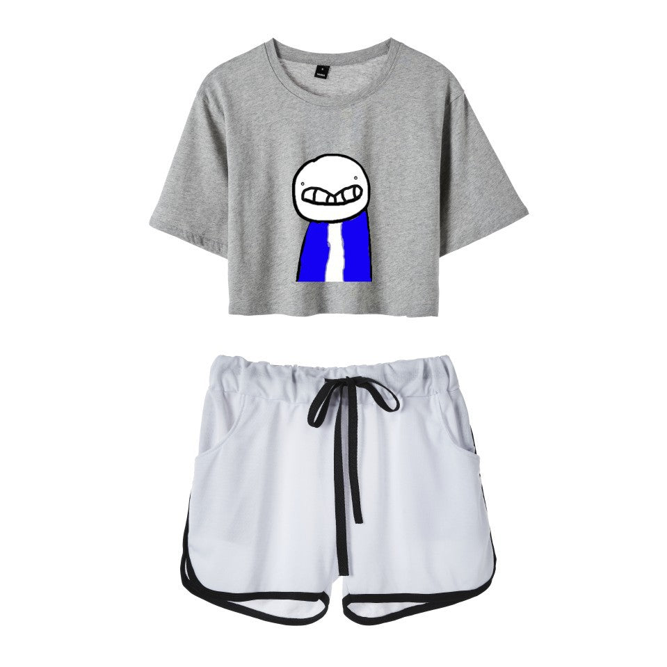 Dreamwastaken Men's Novelty Hoodies Dream Merch Shirt Printed Casual Fashion Loose Exposed Navel Suit