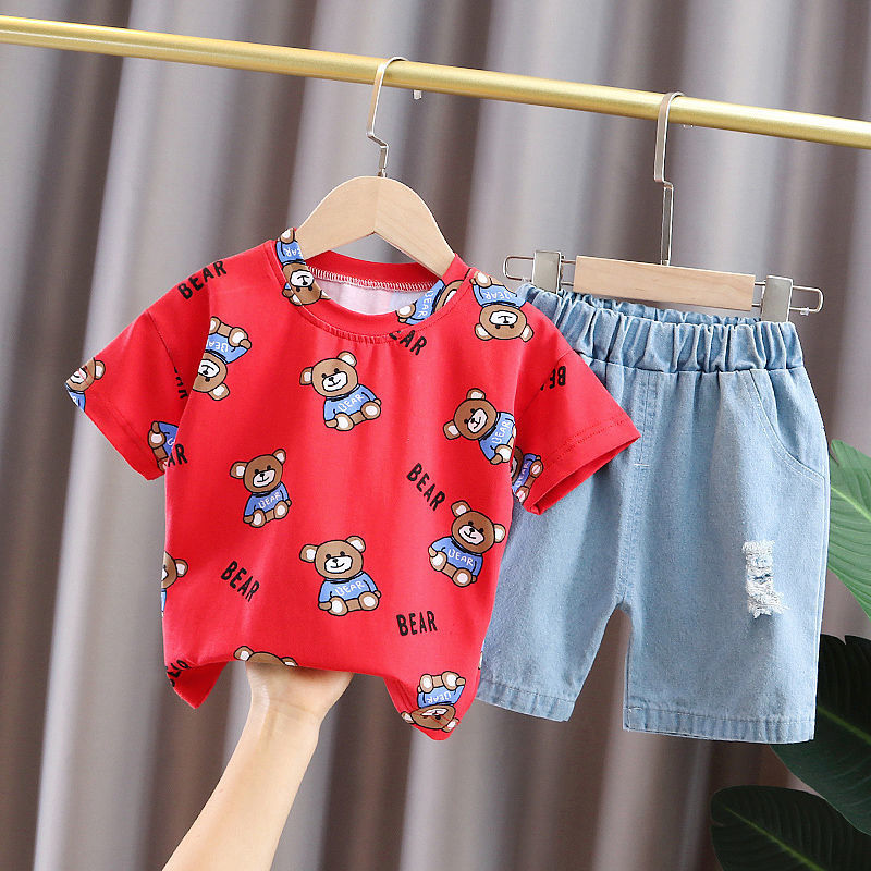 Kid's Athletic Tracksuit Boys Summer Suit Children's Short Sleeve Two-Piece Set