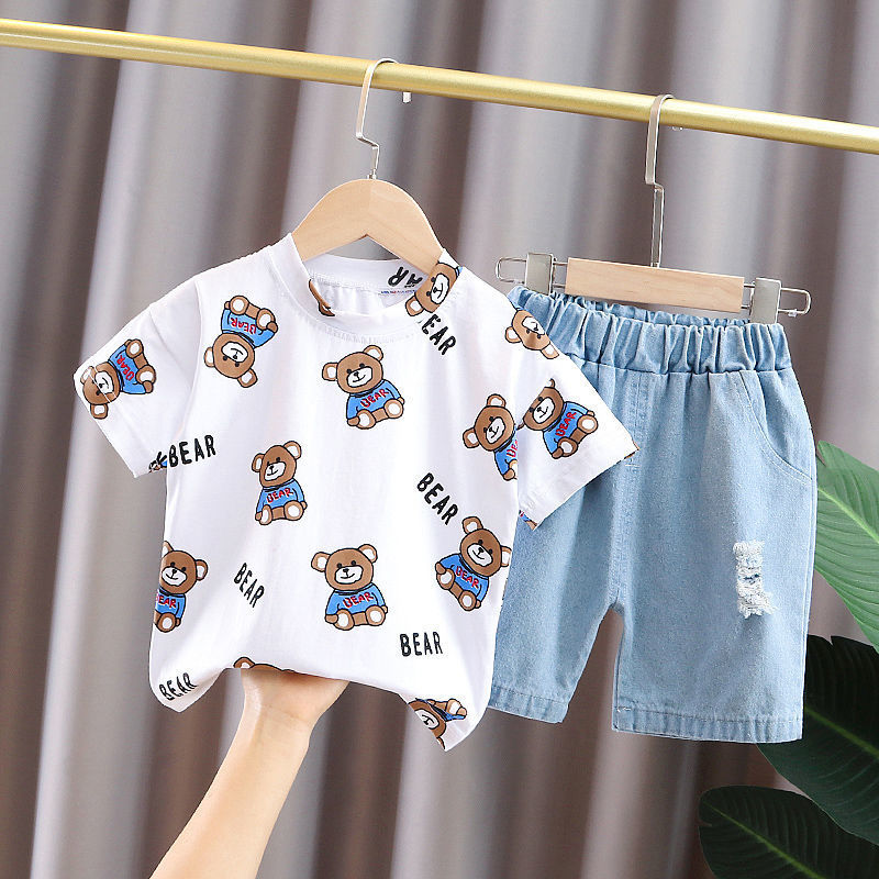 Kid's Athletic Tracksuit Boys Summer Suit Children's Short Sleeve Two-Piece Set