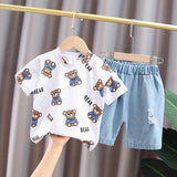 Kid's Athletic Tracksuit Boys Summer Suit Children's Short Sleeve Two-Piece Set