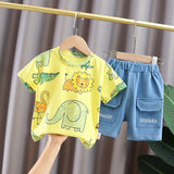 Kid's Athletic Tracksuit Boys Summer Suit Children's Short Sleeve Two-Piece Set