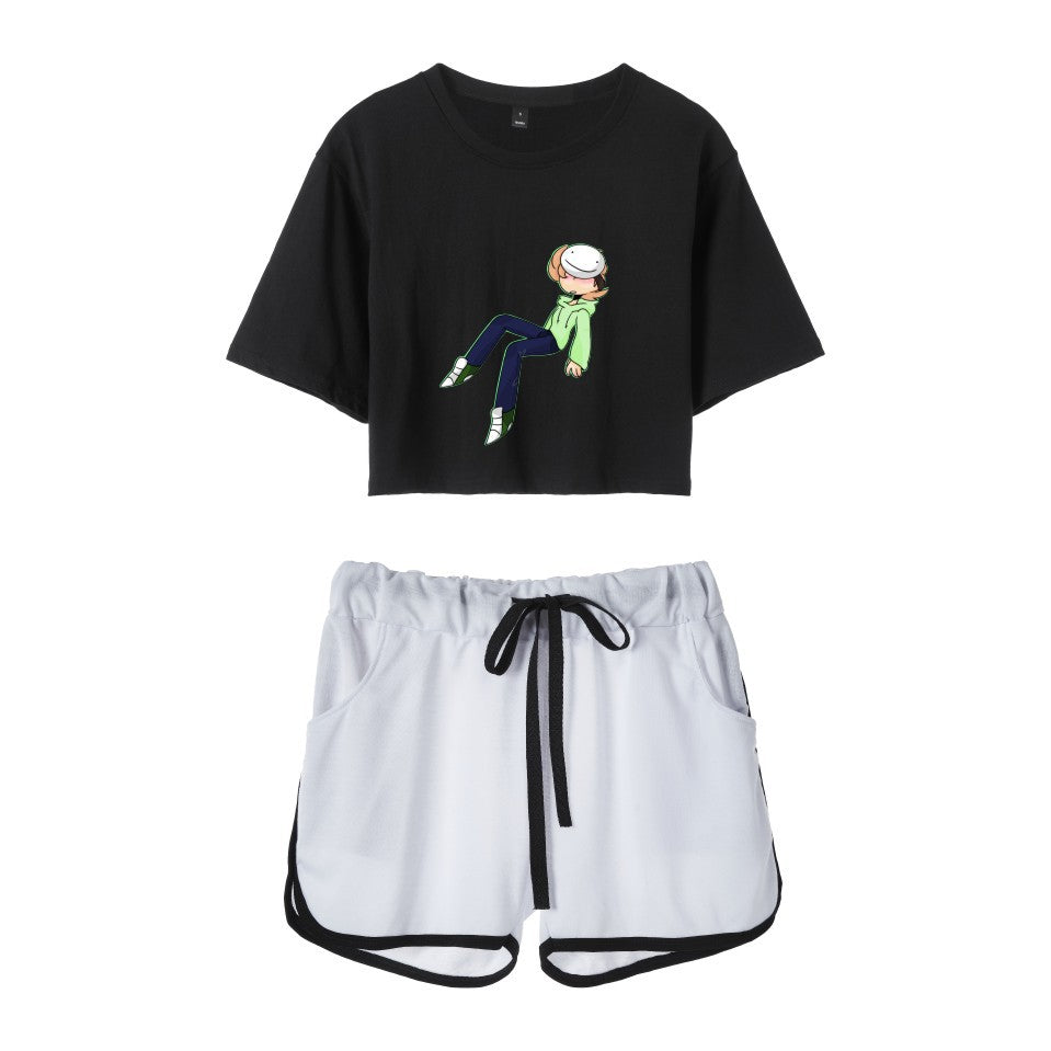 Dreamwastaken Men's Novelty Hoodies Dream Merch Shirt Printed Casual Fashion Loose Exposed Navel Suit