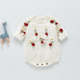 Summer Rompers Cute Strawberry Knitted Romper Sweater Sweet
