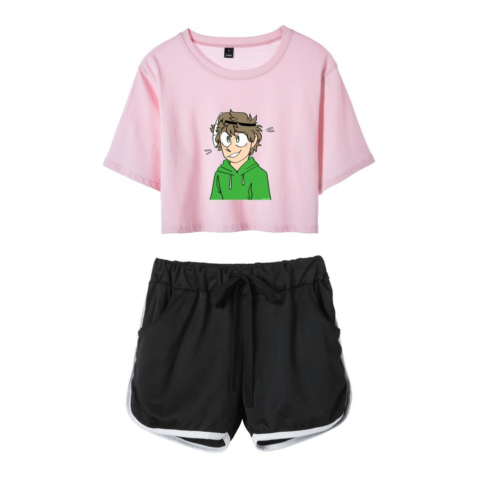 Dreamwastaken Men's Novelty Hoodies Dream Merch Shirt Printed Casual Fashion Loose Exposed Navel Suit