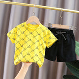 Kid's Athletic Tracksuit Boys Summer Suit Children's Short Sleeve Two-Piece Set