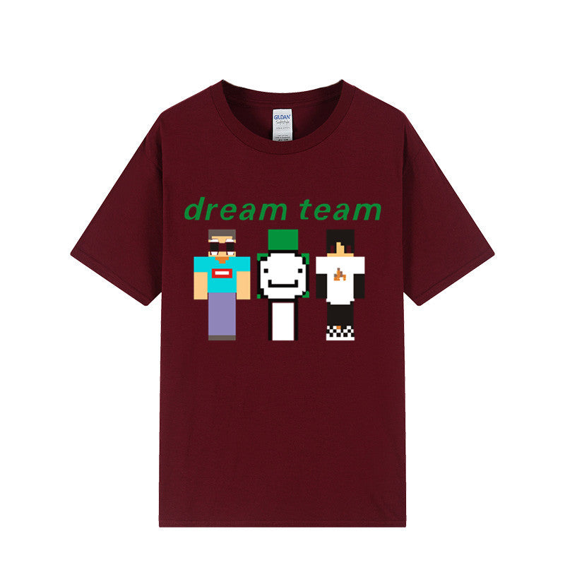 Dreamwastaken Novelty Hoodies Dream Merch Shirt 2D Printed Short Sleeve Round Neck Loose T-shirt