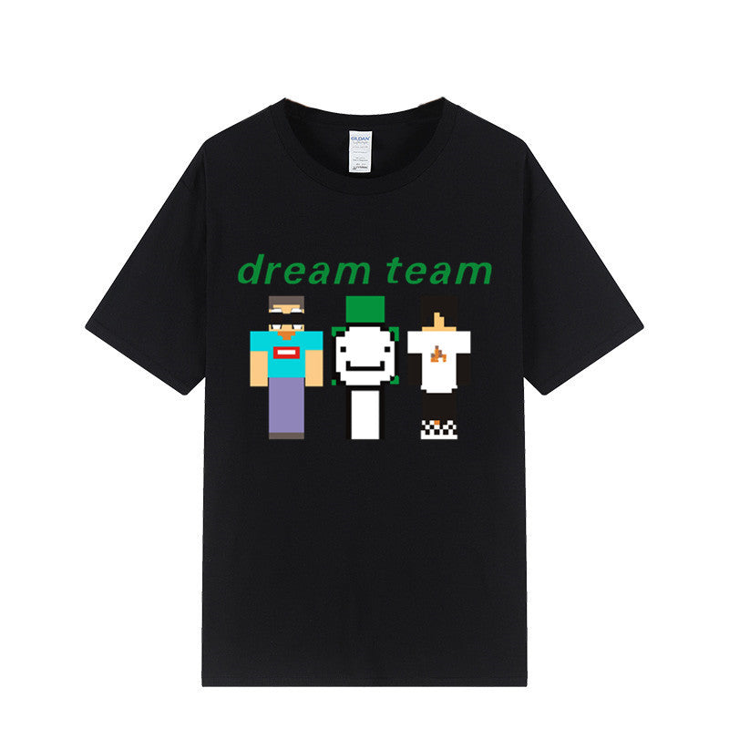 Dreamwastaken Novelty Hoodies Dream Merch Shirt 2D Printed Short Sleeve Round Neck Loose T-shirt