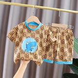 Kid's Athletic Tracksuit Boys Summer Suit Children's Short Sleeve Two-Piece Set
