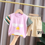 Kid's Athletic Tracksuit Boys Summer Suit Children's Short Sleeve Two-Piece Set