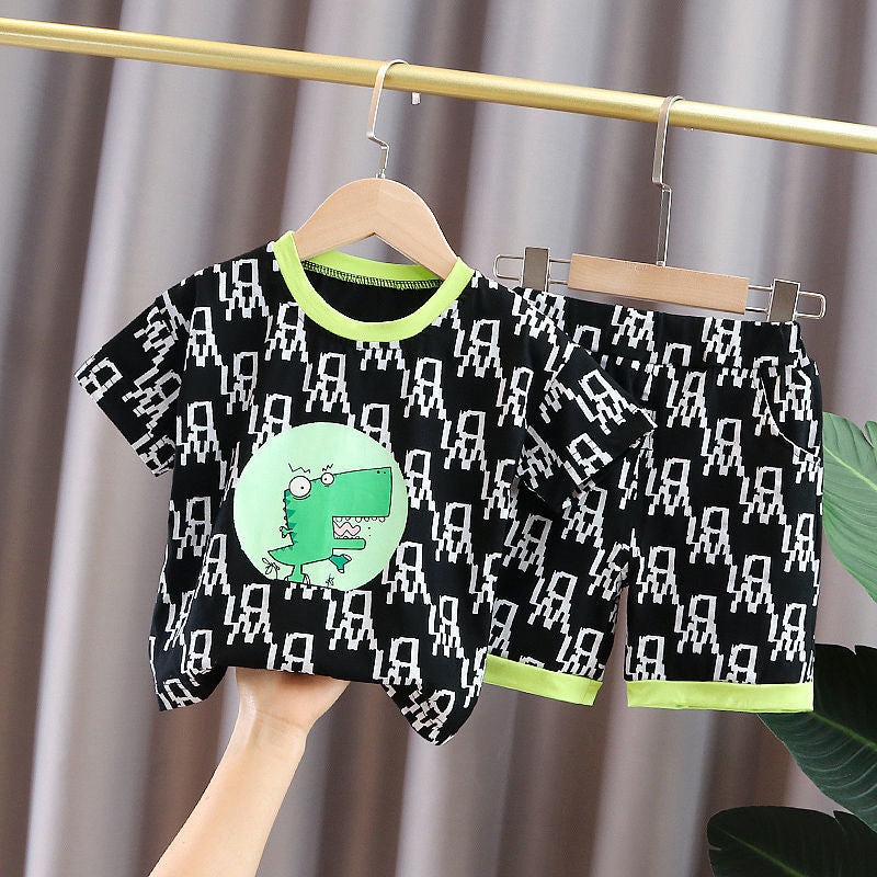 Kid's Athletic Tracksuit Boys Summer Suit Children's Short Sleeve Two-Piece Set