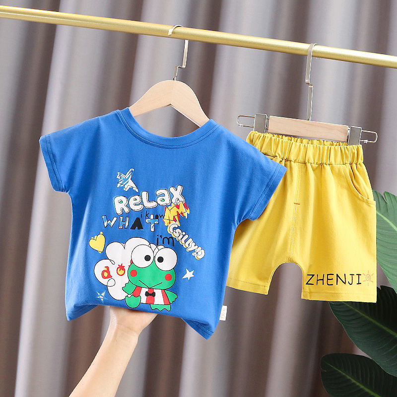 Kid's Athletic Tracksuit Boys Summer Suit Children's Short Sleeve Two-Piece Set