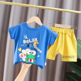 Kid's Athletic Tracksuit Boys Summer Suit Children's Short Sleeve Two-Piece Set