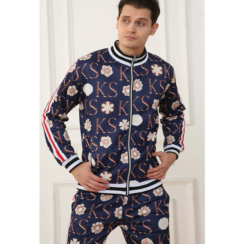 Men's Athletic Tracksui Men's Sports Coat and Pants Suit Letter Jogging Suit