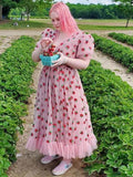 Plus Size Black Party Sequined Dress Strawberry Dress V Neck Sweet Elegant
