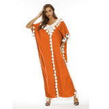 Women Plus Size Dresses Tassel V-neck Dress