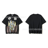 European and american spring/summer ow gradient arrow graphic crew neck short sleeve t-shirt