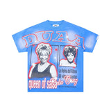 Ss street duaa retro washed and distressed hot-drilled ripped short-sleeved t-shirt