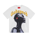 gods short-sleeved heavy weight washed fog high street rock band skull pure cottonprinting t-shirt