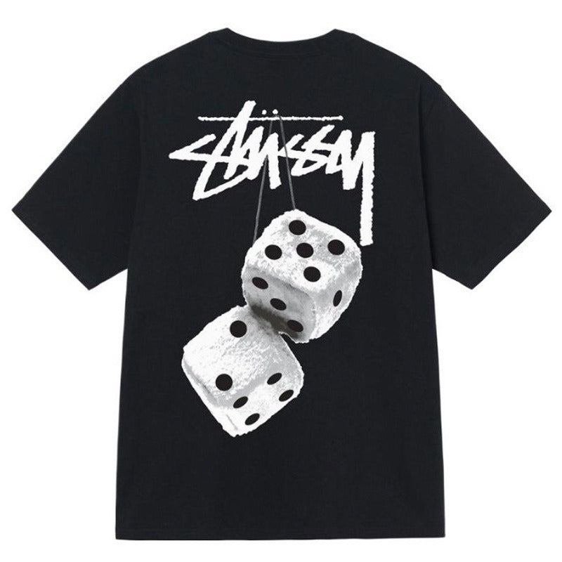 Summer running volume stussy short-sleeved t-shirt dice black eight ice cream comfy basics american couple summer t