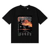 Wholesale high street purple br@nd american style short sleeve loose retro casual t-shirt couple trendy tee