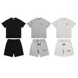 Flocked letter essentials short-sleeved t-shirt hip-hop half-sleeved high street fog american shorts