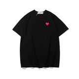 Kawakubo plaloveembroider short-sleeved pure cotton red heart eyes couple t-shirt y star style long sleeves shirt