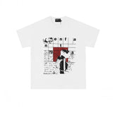 Erd: brooding rich kid - american retro portrait print rock 'n' roll hip-hop pocket oversized short sleeve tee