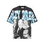 valley washed distressed printed short-sleeved hip-hop loose street t-shirt hooded