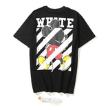 Wholesale off short sleeve ow dissolved arrow gradient starry sky splash ink t-shirt yellow tape warning line love