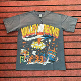valley washed distressed printed short-sleeved hip-hop loose street t-shirt hooded