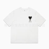 Am short-sleeve macaron color heart embroidery pure cotton loose summer fashion t-shirt crew neck top