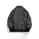 Unisex Baseball Jersey Spring & Autumn Vintage Loose Lapel Casual Jacket