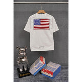 authentic edition chest pocket cross gradient horseshoe flower print short sleeve couple t-shirt