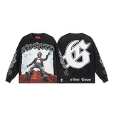 Cross-border wholesale american trend skull metal rock band robot bottom shirt pure cotton looselong sleevest
