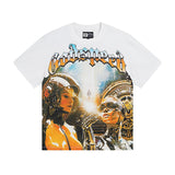 European and american high street gd rock heavy industry washed distressed skull letter speed short sleeve