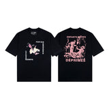 Mopey rich second generation xia loose version beautiful trendy quiet eyes printing round neck short sleeve t-shirt high street